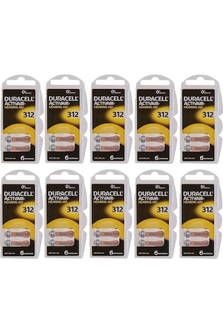 Duracell Activair 312 Numara PR41 İşitme Cihazı Pili 6 x 10'lu Duracell Activair 312 Numara PR41 İşitme Cihazı Pili 6 x 10'lu