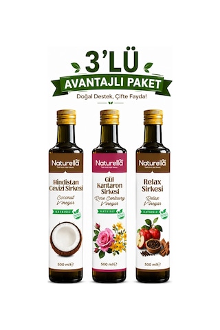 Naturella Hindistan Cevizi , Relax Ve Gül & Kanataron Sirkesi 3'lü Set X 500 Ml