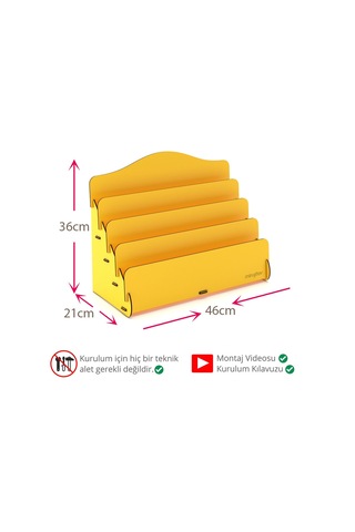 Mini Lucky Montessori Çocuk Kitaplığı 4 Raflı Ahşap Çocuk Odası Kitaplık Masaüstü Mini Kitaplık Sarı - 570895571 Sarı