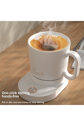 Novahub Akıllı Kablosuz Kahve Isıtıcı - 55 C, 15w Hızlı Şarj, Beyaz Seramik & Paslanmaz Çelik Tasarım Beyaz
