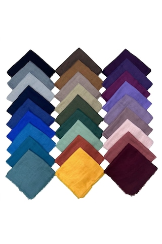 Özense 27 Adet Her Renkten 1 Tane Kombin Veya Hediyelik Düz Flamlı Pamuklu 100x100 Cm Eşarp Karışık-cont19