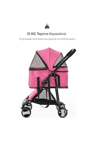 Justie Pet Flatiron Kedi & Köpek Arabası 91 x 45 x 70 CM