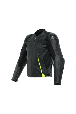 Dainese Vr46 Curb Deri Ceket Siyah Fluo Sarı