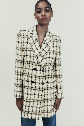 Zara Dokulu Uzun Kareli Blazer 2218/623 Çok Renkli