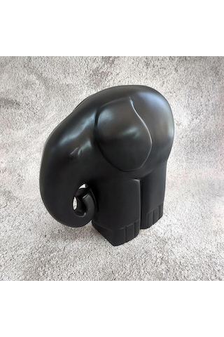 Cajuart Büyük Boy Siyah Renk Sanatsal Fil Mamut Biblo Heykel Ev Ofis Dekor