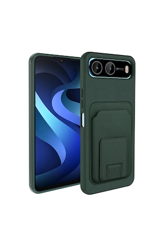 İnfinix Hot 60i 5g Kılıf Kartlık Hazneli Standlı Tpu Bikart Kapak Koyu Yeşil -