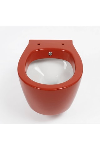 Ece Banyo - Ronda Design Dışı Kırmızı, İçi Beyaz Asma Klozet, Kapak Hariç - 7623-1- Diğer