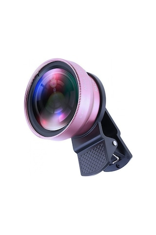 2 Si 1 Arada Klipsli Telefon Kamera Lensi 0.45x Ultra Geniş Açı 10x Makro 37mm Evrensel 49mm Uv Port Rose Gold Rose Gold