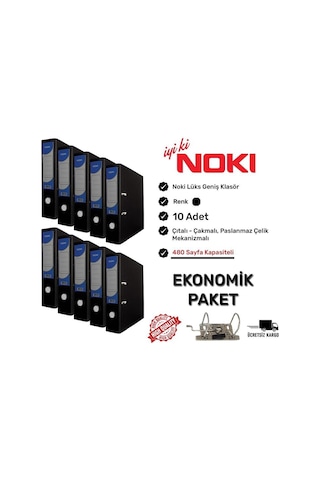 Noki Geniş Plastik Klasör Siyah 10'lu Paket Noki Geniş Plastik Klasör Siyah 10'lu Paket