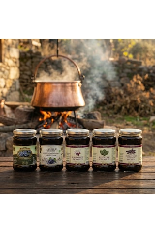 Bozkır Tahin Merkezi Üzüm + Karadut + Keçiboynuzu + Andız + Kozalak Pekmezi 5 x 800 G