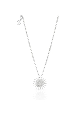 Oya Silver Minimal Zirkon Taşlı Gümüş Güneş Kolyesi 1.5x1.5cm Oyot387