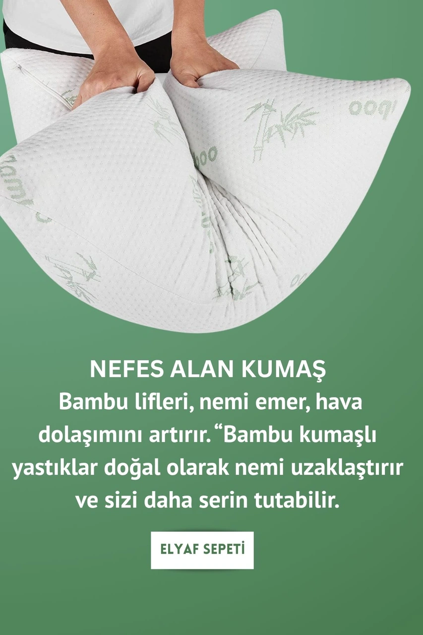 4 Adet Bamboo Kılıflı Yastık Seti Fermuarlı Yıkanabilir Antialerjik Elyaf Yastık 50x70cm 800 Gr Beyaz