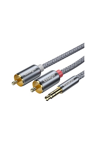 Essager 2 RCA Erkek Örgülü Stereo Ses Kablosu 3.5 MM 1 Metre