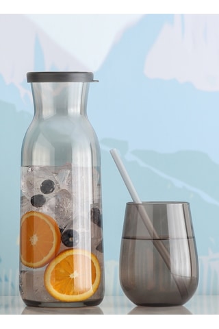 LAV Fonte Cam Karaf Tekli 1,2 L Gri Silikon Kapaklı (Sürahi )