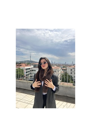 Mollycrush Kadın Peluş Atkı Yumuşak Dokulu, Sıcak Tutan Ve Şık Kış Aksesuarı Kahverengi