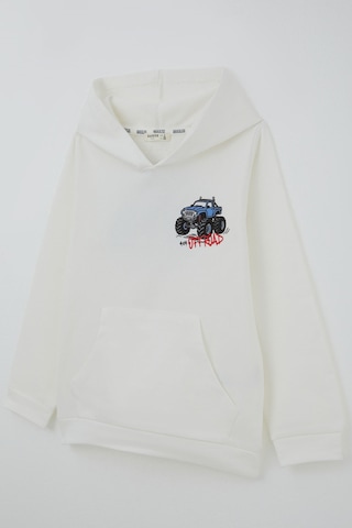 Breeze Erkek Çocuk Sweatshirt Macera Temalı Arazi Aracı Sırt Baskı Detaylı 4-8 Yaş , Ekru