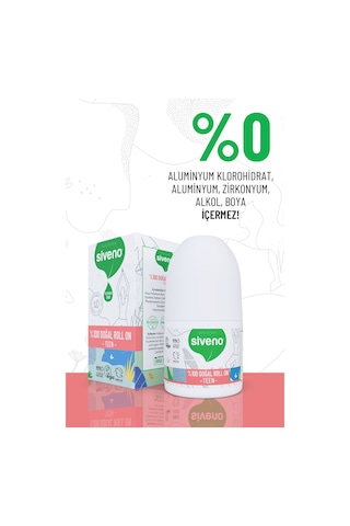 Siveno %100 Doğal Roll On Teen Girl Genç Kız Deodorant Ter Kokusu Önleyici Bitkisel Leke Bırakmayan Vegan 50 ML