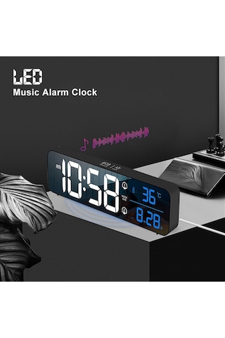 Hpytech Led Dijital Masa Saati,kablosuz Şarj,çift Alarm,sıcaklık