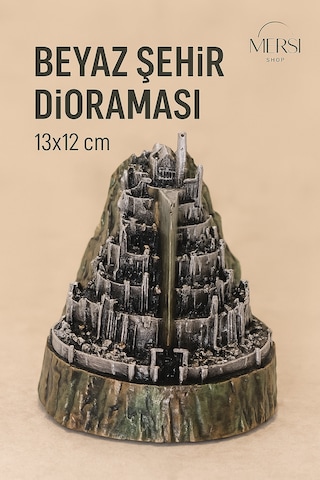 Efsanevi Beyaz Şehir Dioraması 13 12 Cm Fantastik Miniature Masa Dekoru Koleksiyon Figürü 01