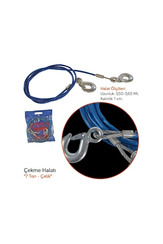 Carub Br1720507 Çekme Halatı 7 Ton Çelik İzoleli