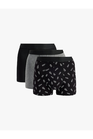 Koton Pamuklu Desenli 3'lü Boxer Seti Antrasit Desenli 6slm90019mk