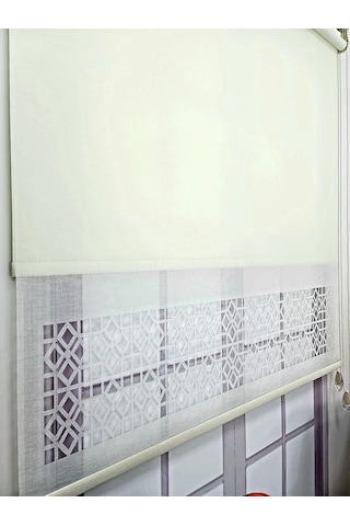Bbb Çift Mekanizmalı Keten Lazer Kesim Tül Ve Stor Perde Mlt1050 Ekru