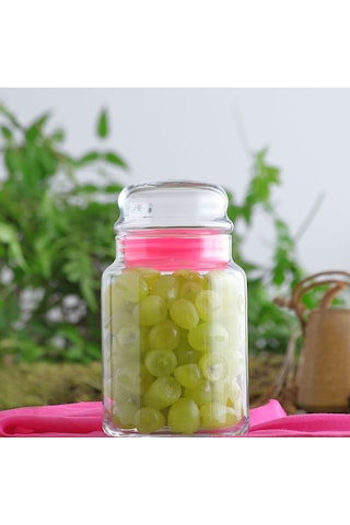 LAV Sera Cam Kavanoz 2'li Orta Boy 890 ml Pembe Cam Kapaklı (Erzak Saklama Kavanozu )