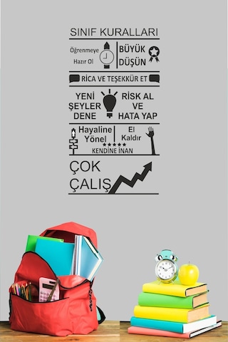 Sınıf Kuralları Dekoratif Duvar Sticker (58X32 Cm)