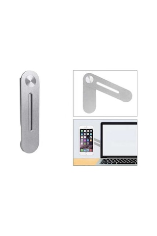 Laptop - Monitör Telefon Tutucu Yandan Telefon Tutma F21-Gümüş