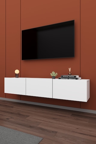 Asra Trend Tv Ünitesi Tv Sehpası T-27 %100 MDF Duvara Monte Askılı Ünite Beyaz