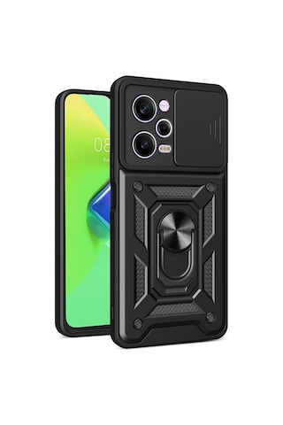 Teleplus Xiaomi Redmi Note 12 Pro Plus Kılıf Magnetik Standlı Kamera Korumalı Slide Sürgülü Cover Kapak