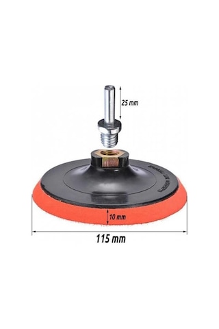 Rodex Deliksiz Cırt Zımpara Disk Tabanı Altlığı 115mm M14 + Pim Matkap Aparatı