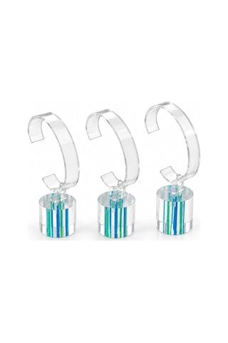 Saat Standı 3'lü Set Lazer Model Oval Mavi & Yeşil Pleksi