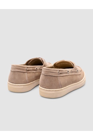 Monamae %100 Hakiki Deri Kremsüet Kadın Loafer Krem