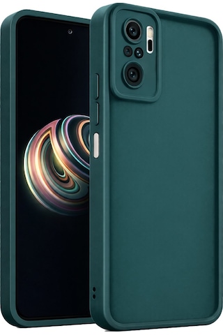 Mi Redmi Note 10 - Redmi Note 10s- Redmi Note 11 Se Uyumlu Kamera Çıkıntılı Mat Silikon Telefon Kılıfı Yeşil