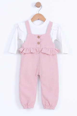 Babyhola Kız Bebek Çocuk Salopet Badi Takım 2338 Pudra
