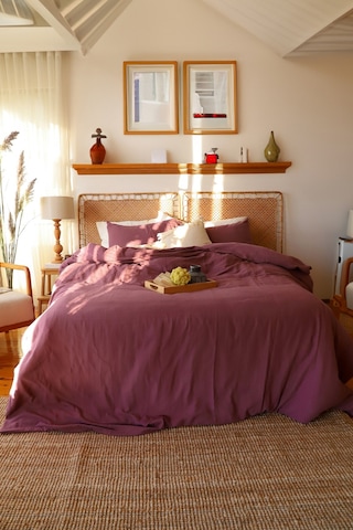 Çift Kişilik 2 Kat Müslin Nevresim Takımı, % 100 Pamuk Mürdüm