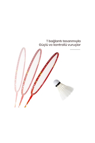 Agnıte F2108 Badminton Raket Seti 2 Raket + 3 Badminton Topu Mavi/kırmızı
