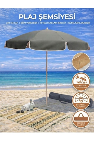 Form Outdoor Plaj Şemsiyesi + Taşıma Çantası Antrasit