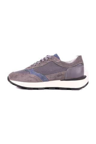 Shoetyle - Hakiki Deri Gri Renk Günlük Erkek Sneaker - 250-3000 -1585