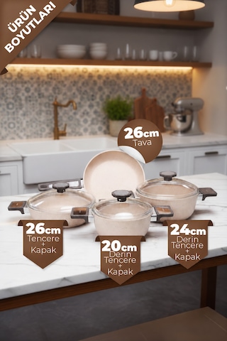 Bilbao 12 Kişilik 56 Parça Yemek Takımı + Vortex Cappuccino 7 Parça Tencere Seti + Luminarc 3 Lü Cam Saklama Kabı Çeyiz Paketi Çok Renkli