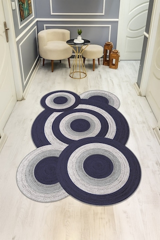 Modern Desenli Lazer Kesim Dijital Baskı Kaymaz Taban Halı H0454 Renkli