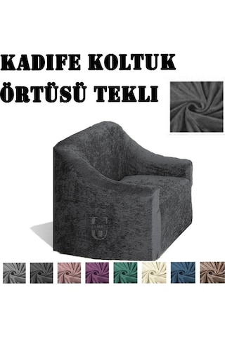 StarMall Kadife Koltuk ,kanepe, çekyat Örtüsü, koltuk Kılıfı Tekli Antrasit