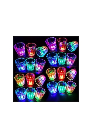 Mey İthalat Renkli Led Parlayan Fiber Optik Glow Işıklı Bardak 5,5 X 5,5 Cm Adet Fiyatıdır Çok Renkli
