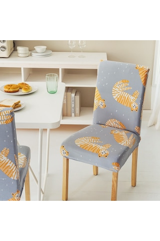 Skycity Medyen Stili Baskılı Koltuk Kılıfı - Tüm Mevsimler İçin Elastik Tam Kaplama, Dayanıklı Poliester Ev Dekor Koruyucu Turuncu Kedi Desenli DiğER