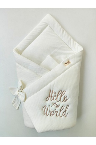 Bebek Battaniyesi %100 Pamuklu Bebek Kundak Battaniyesi Kız Erkek Dış Kundak Hastane Çıkışı Ekru