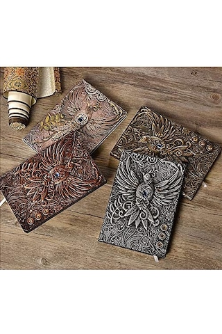 Deri Defter 3D Kabartmalı Adam-Gümüş