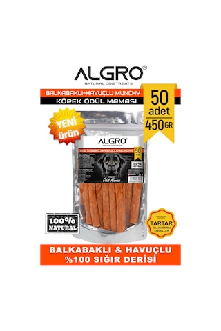 Algro Balkabaklı & Havuçlu Sığır Derisinden Munchy Stick Ödül Maması 450 G