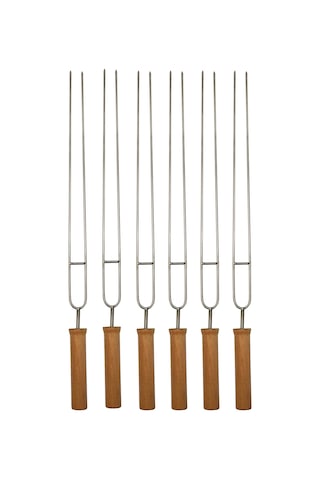 Çatal Uçlu Barbekü Mangal Şişi 62 Cm - 6 Adet