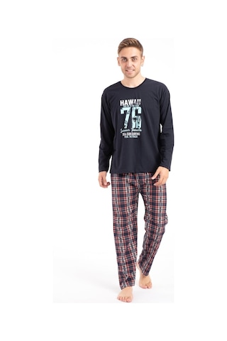 Tampap 2170 Baskılı Uzun Kol Erkek Pijama Takımı - Lacivert